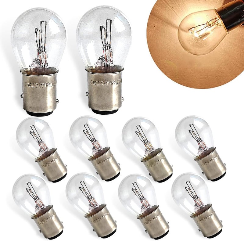 Zikefest 10PCS 1157 Bulb, Tail High and Low Brake Light Bulb, P21/5W S25 2057 2357 7528 BAY15D Light Bulb, Turn Signal Light Bulb Replacement, Universal Halogen Brake Tail Light Parking Light (White) - Image 1